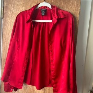 Red satin button